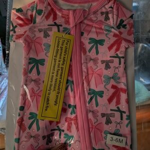 Boutique 9 Pink and Green Bow Pajama Set